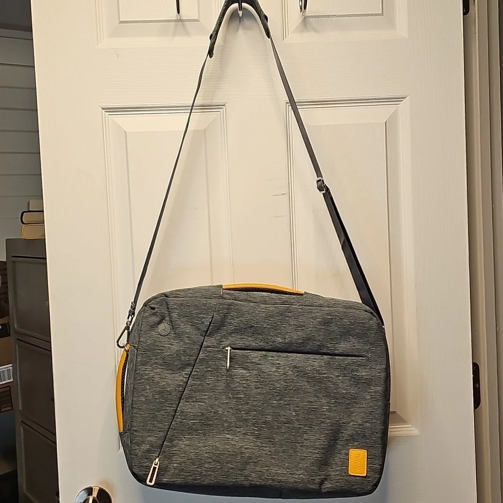 Gray Laptop Bag with Yellow Accents